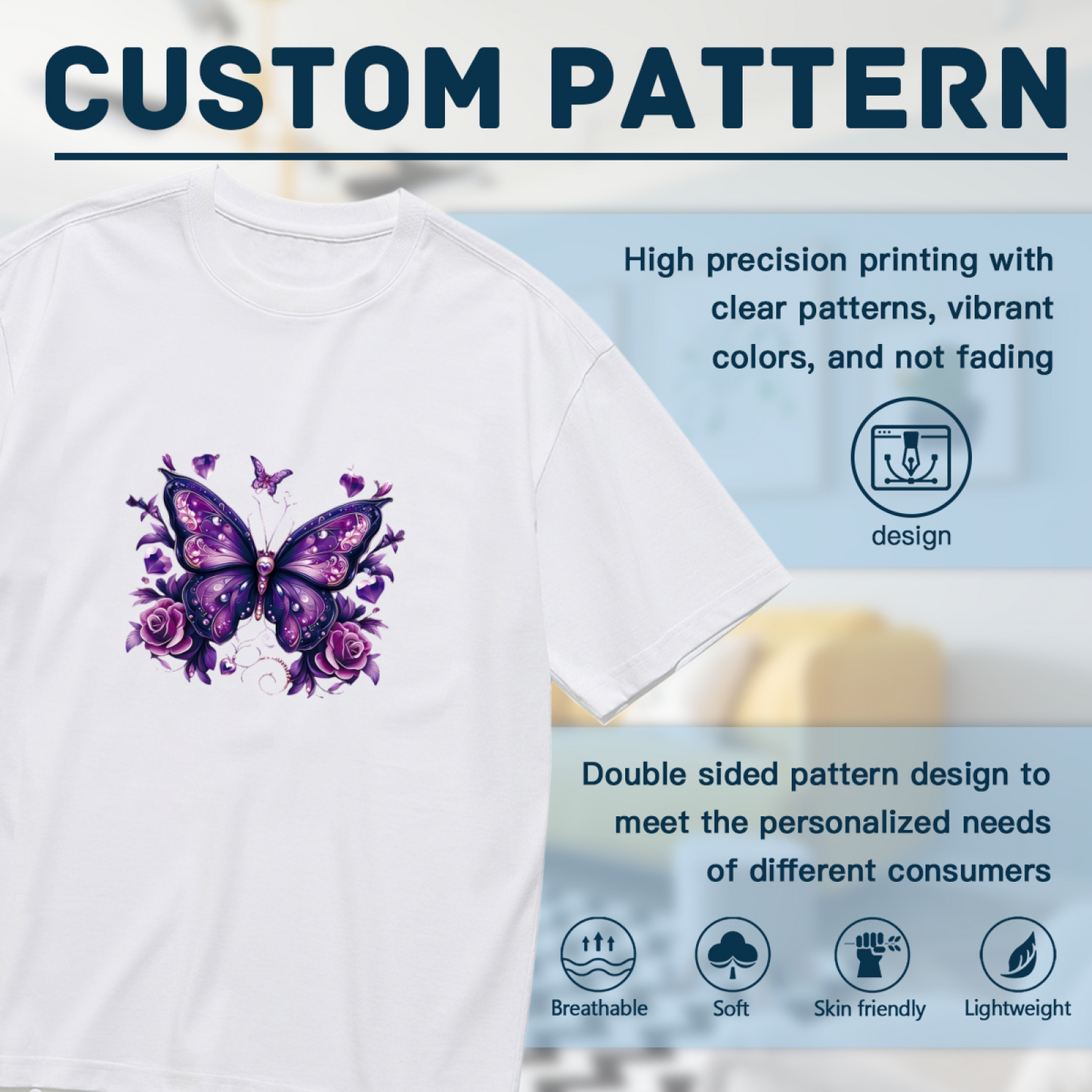 Glam Purple Diamond Butterfly Rose Plus Size Women¡¯s T-Shirt