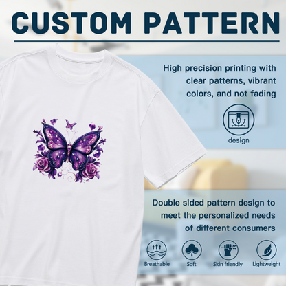 Glam Purple Diamond Butterfly Rose Plus Size Women¡¯s T-Shirt