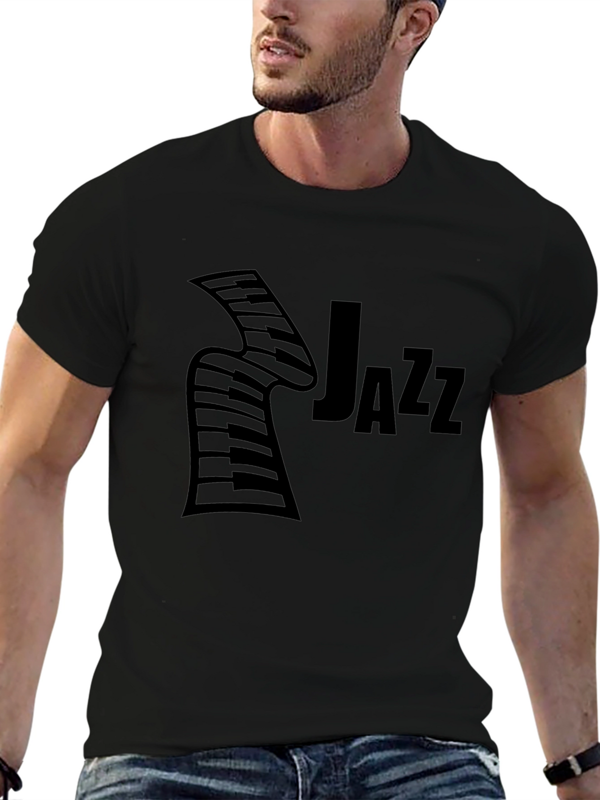 Jazz Music Graphic Black T-Shirt