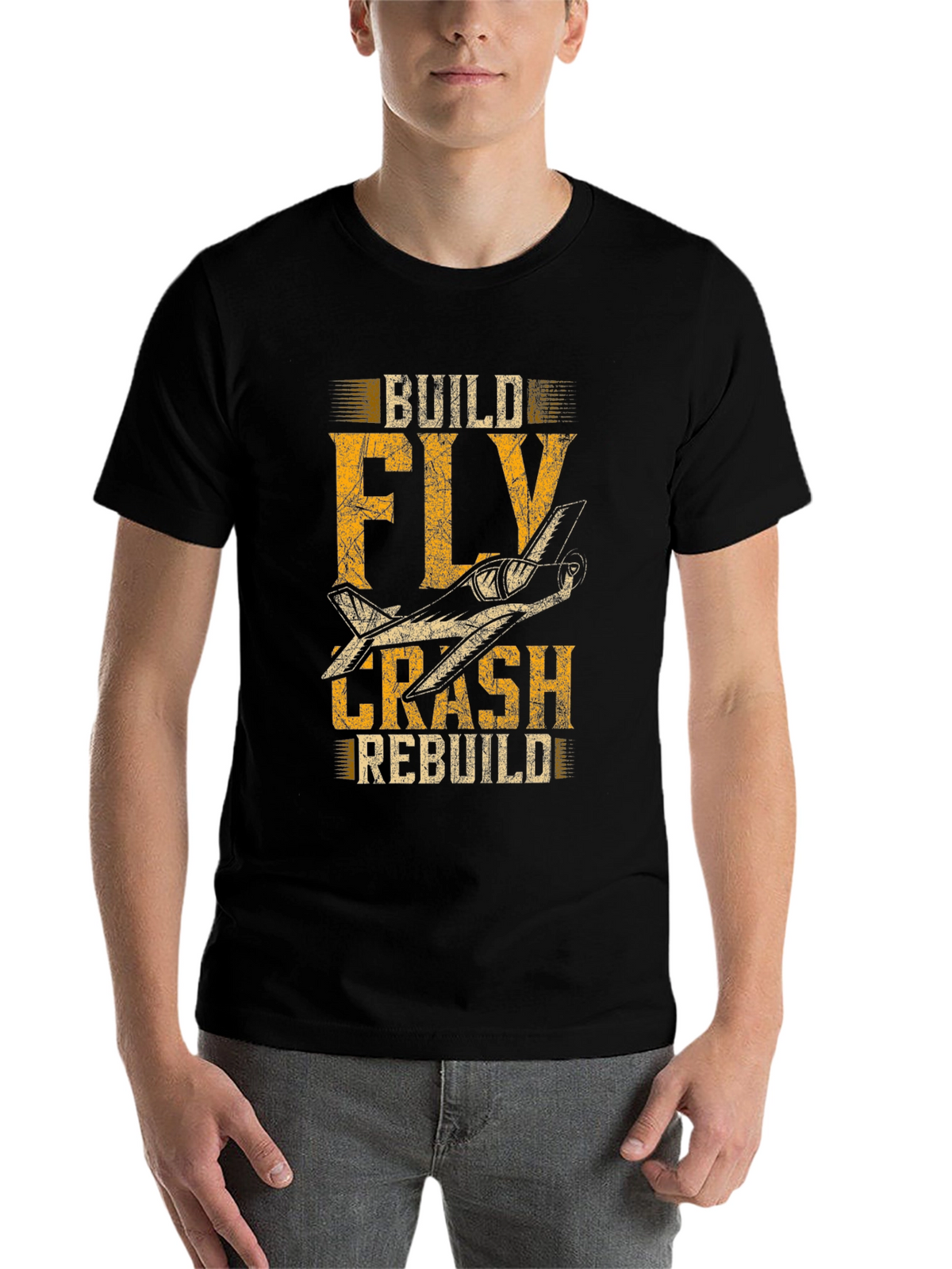 Build Fly Crash Rebuild Plane Graphic Tee