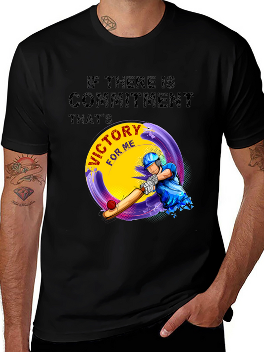 Victory Cricket T-Shirt - Commitment Design