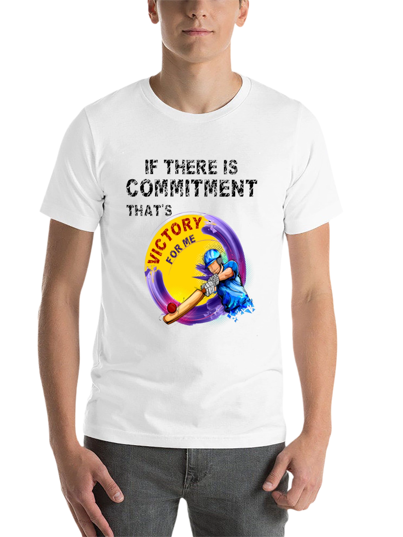 Victory Cricket T-Shirt - Commitment Design