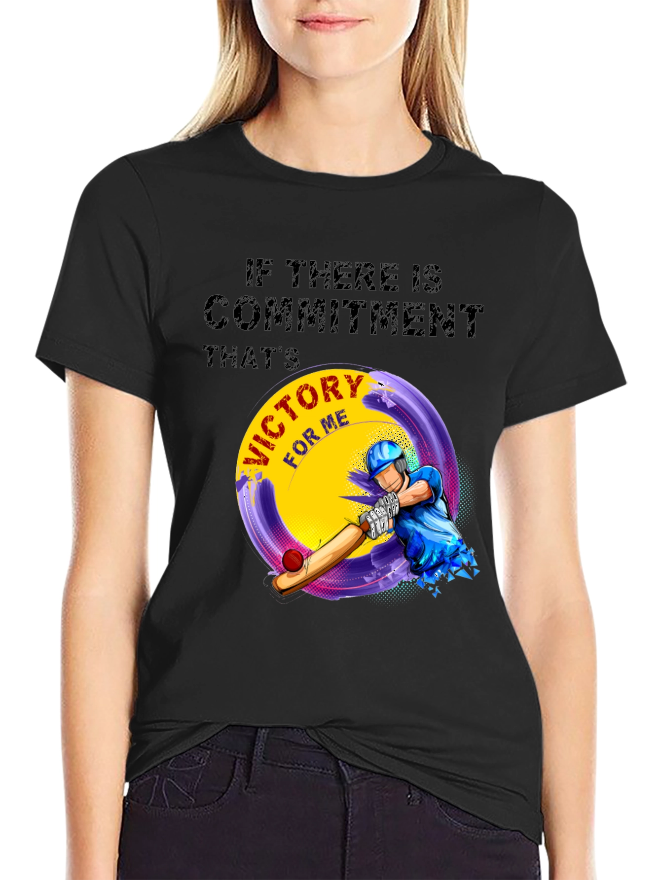Victory Cricket T-Shirt - Commitment Design