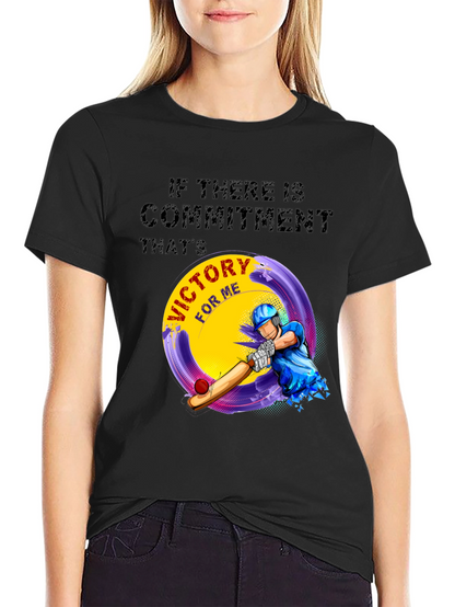 Victory Cricket T-Shirt - Commitment Design