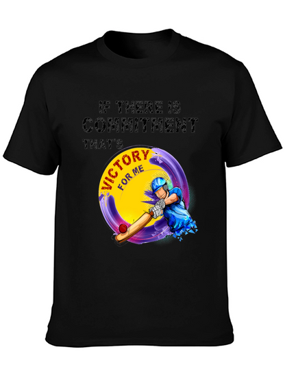 Victory Cricket T-Shirt - Commitment Design