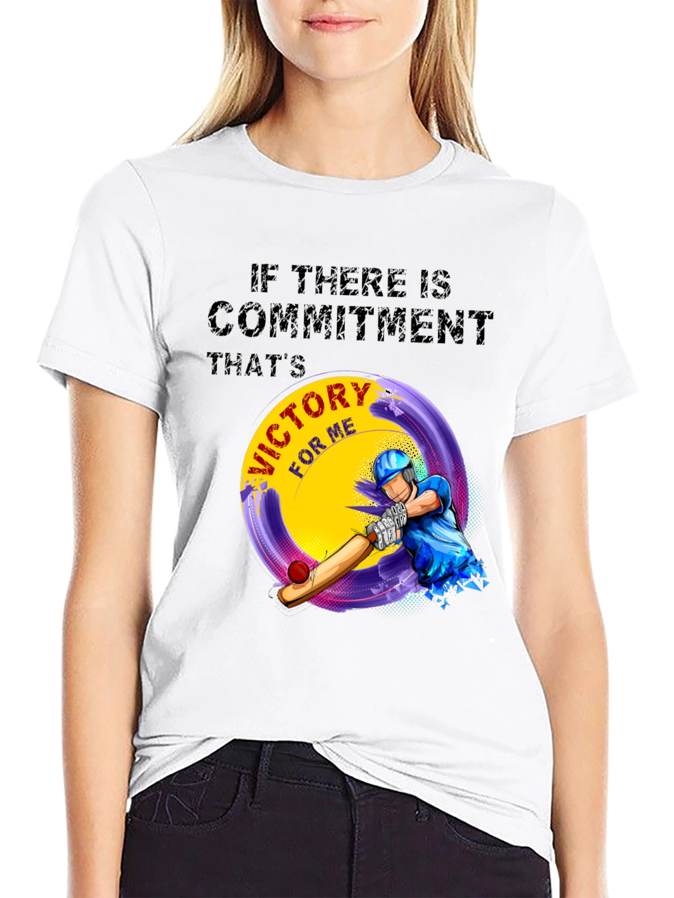 Victory Cricket T-Shirt - Commitment Design