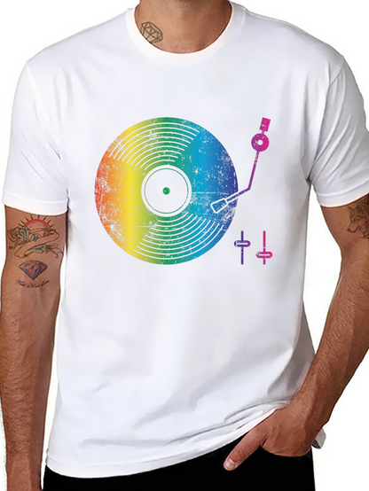 Rainbow Record Player Graphic T-Shirt