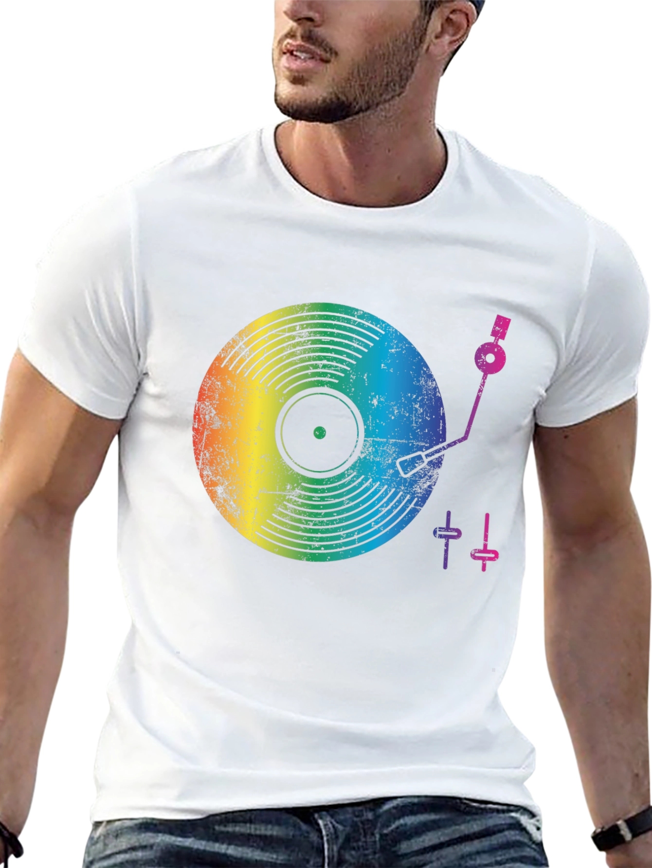 Rainbow Record Player Graphic T-Shirt