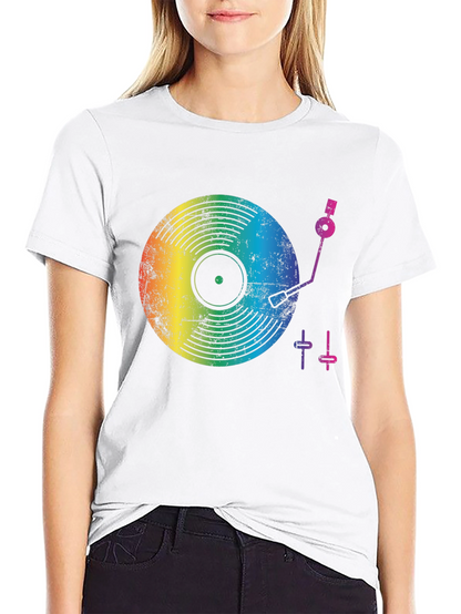 Rainbow Record Player Graphic T-Shirt