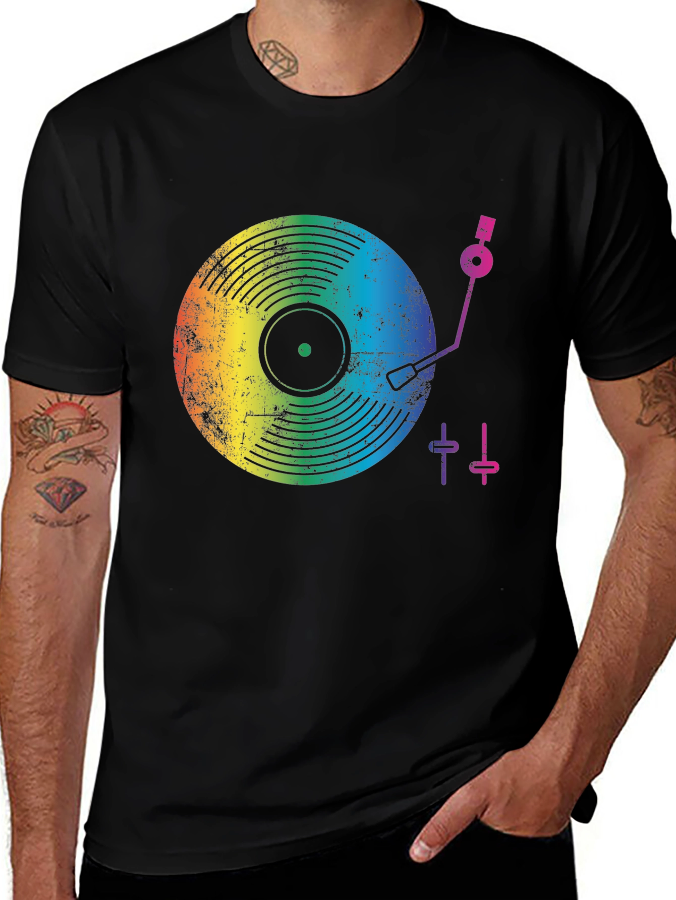 Rainbow Record Player Graphic T-Shirt