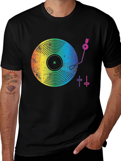 Rainbow Record Player Graphic T-Shirt