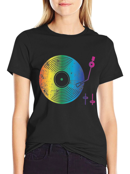 Rainbow Record Player Graphic T-Shirt