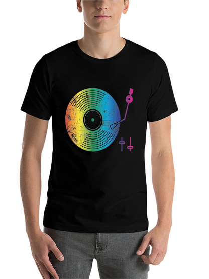 Rainbow Record Player Graphic T-Shirt