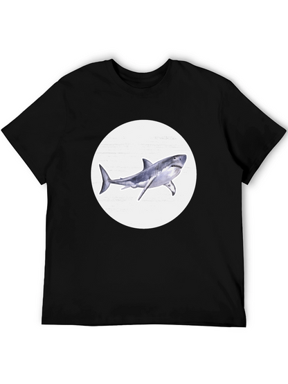 Shark Graphic Print Black Crew Neck T-Shirt