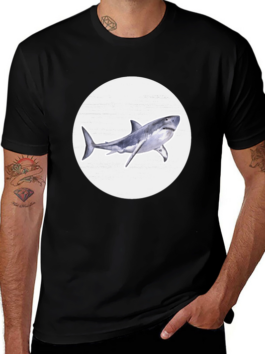 Shark Graphic Print Black Crew Neck T-Shirt