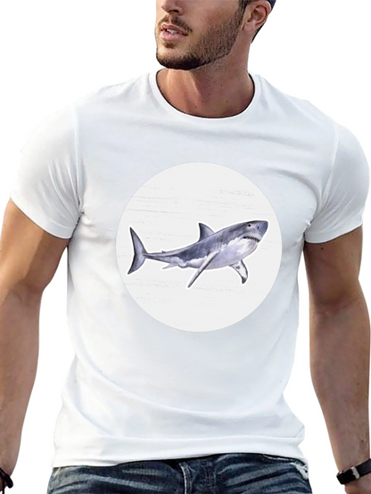 Shark Graphic Print Black Crew Neck T-Shirt