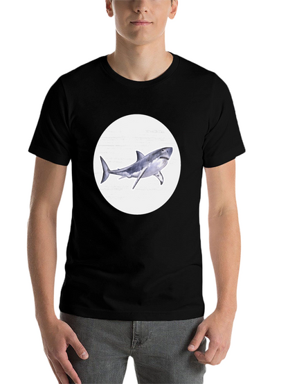 Shark Graphic Print Black Crew Neck T-Shirt