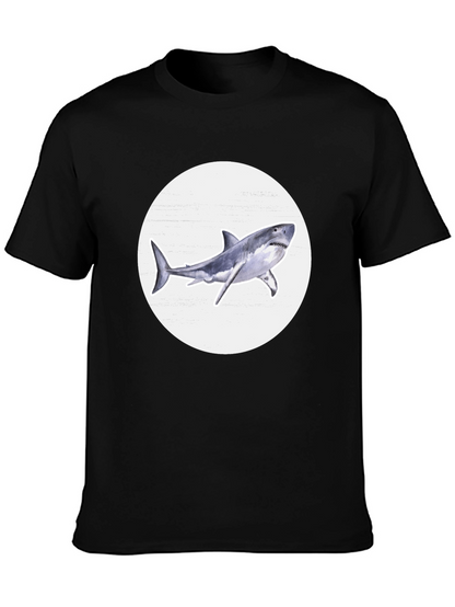 Shark Graphic Print Black Crew Neck T-Shirt