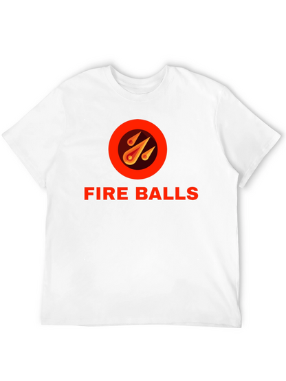 Fire Balls Graphic T-Shirt - Black Crew Neck Tee