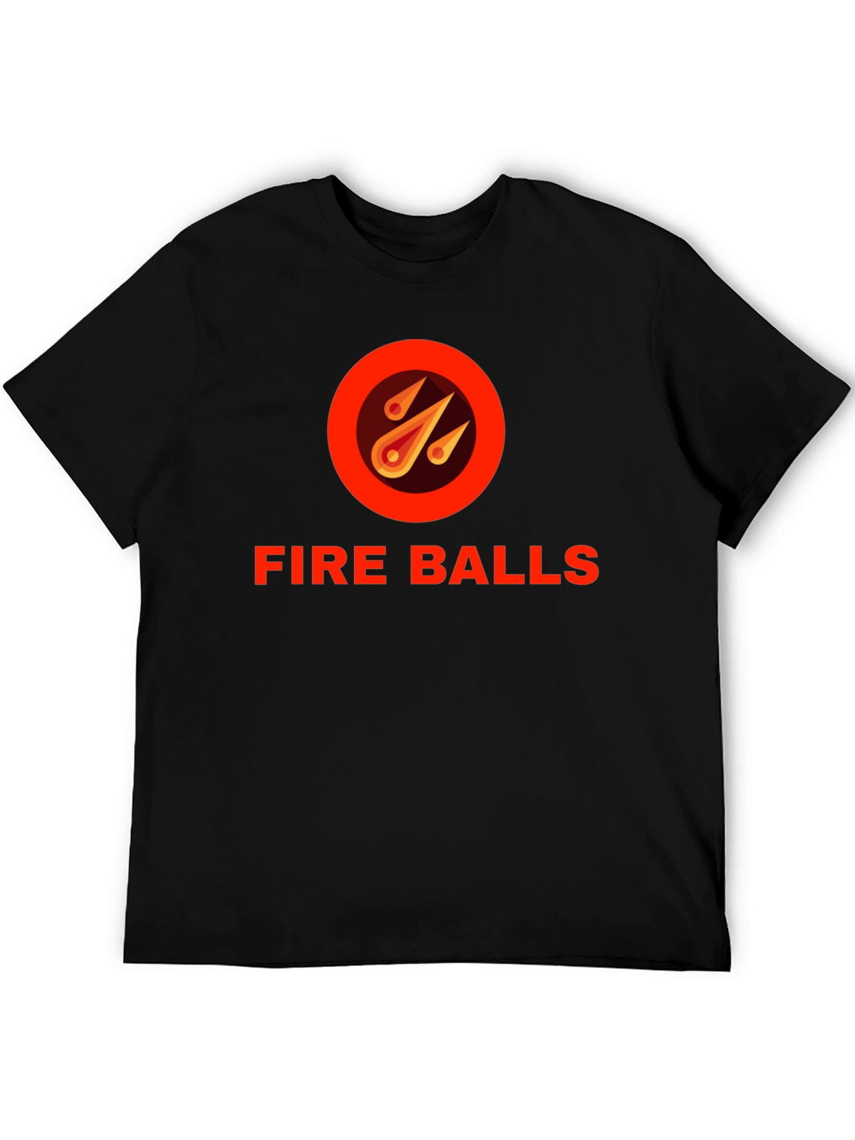 Fire Balls Graphic T-Shirt - Black Crew Neck Tee