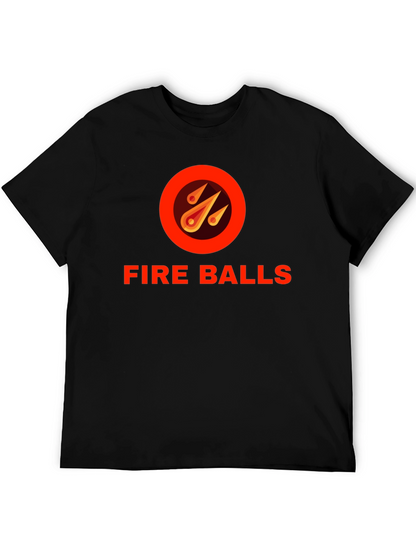 Fire Balls Graphic T-Shirt - Black Crew Neck Tee