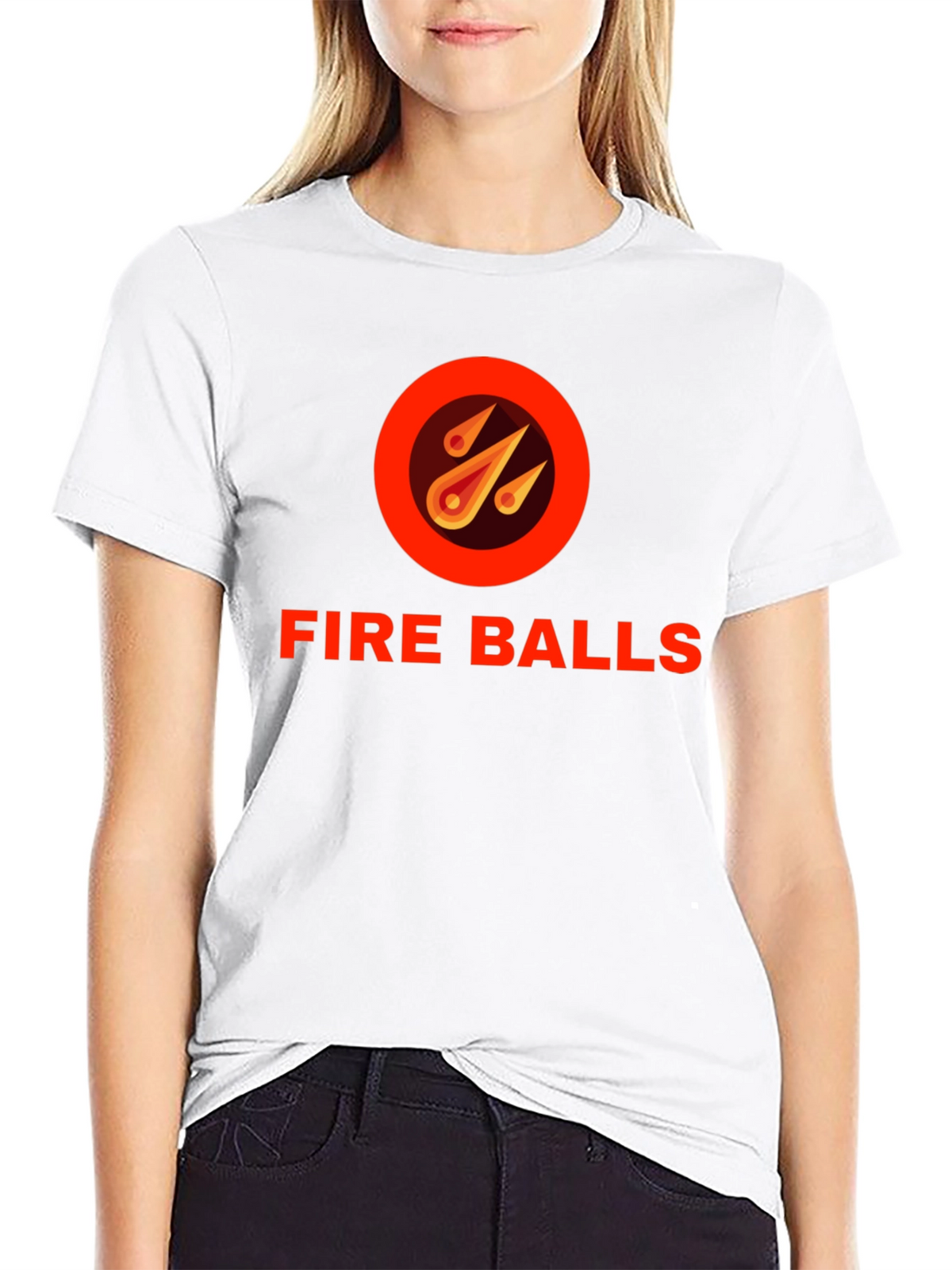 Fire Balls Graphic T-Shirt - Black Crew Neck Tee