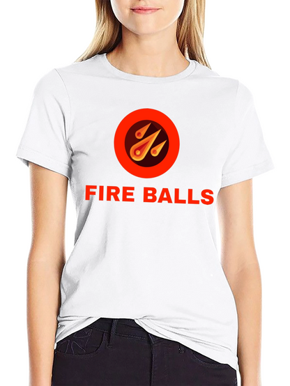 Fire Balls Graphic T-Shirt - Black Crew Neck Tee