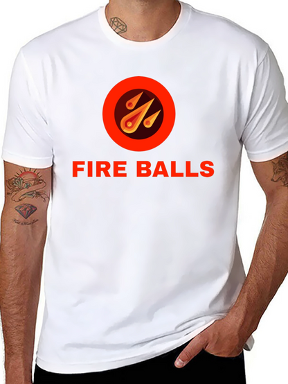 Fire Balls Graphic T-Shirt - Black Crew Neck Tee