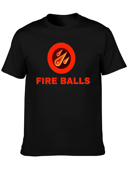 Fire Balls Graphic T-Shirt - Black Crew Neck Tee