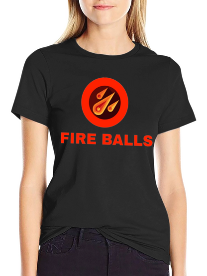 Fire Balls Graphic T-Shirt - Black Crew Neck Tee
