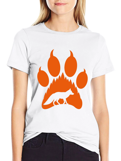 Fox Paw Print Graphic Tee - Nature Inspired