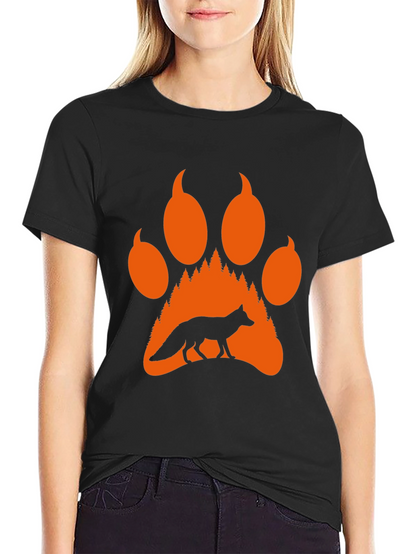 Fox Paw Print Graphic Tee - Nature Inspired