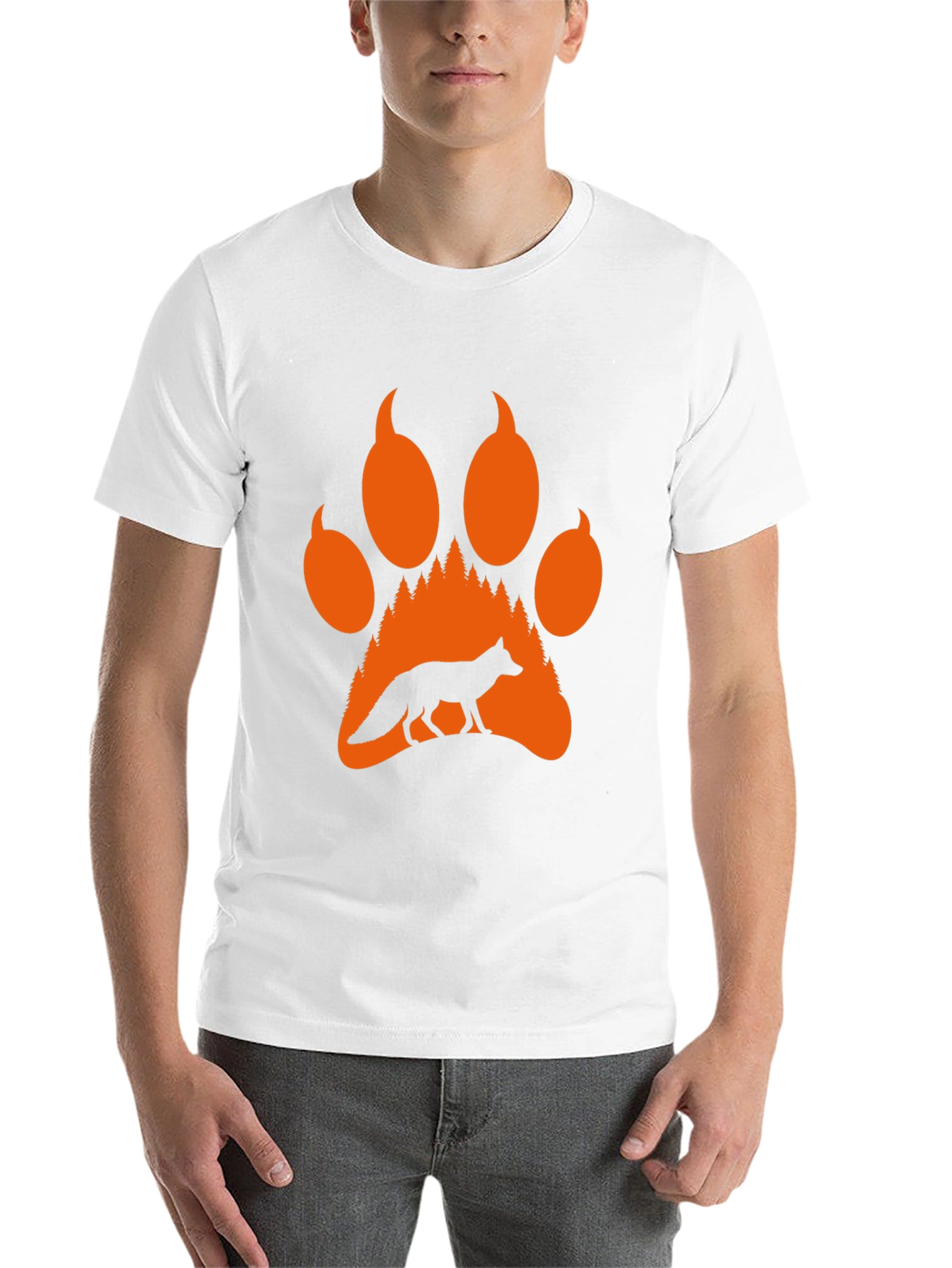 Fox Paw Print Graphic Tee - Nature Inspired