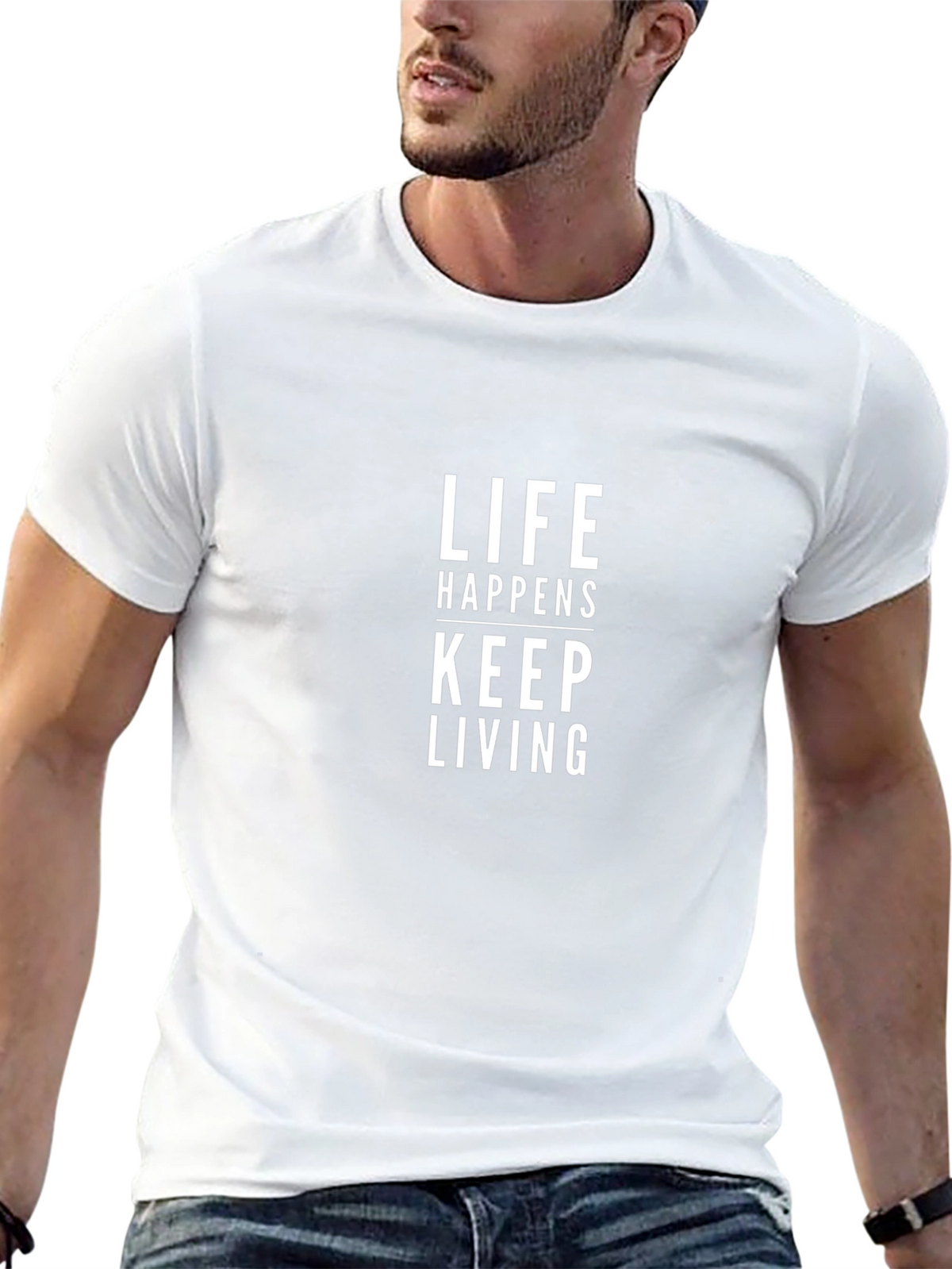 Life Happens Keep Living Black Graphic T-Shirt