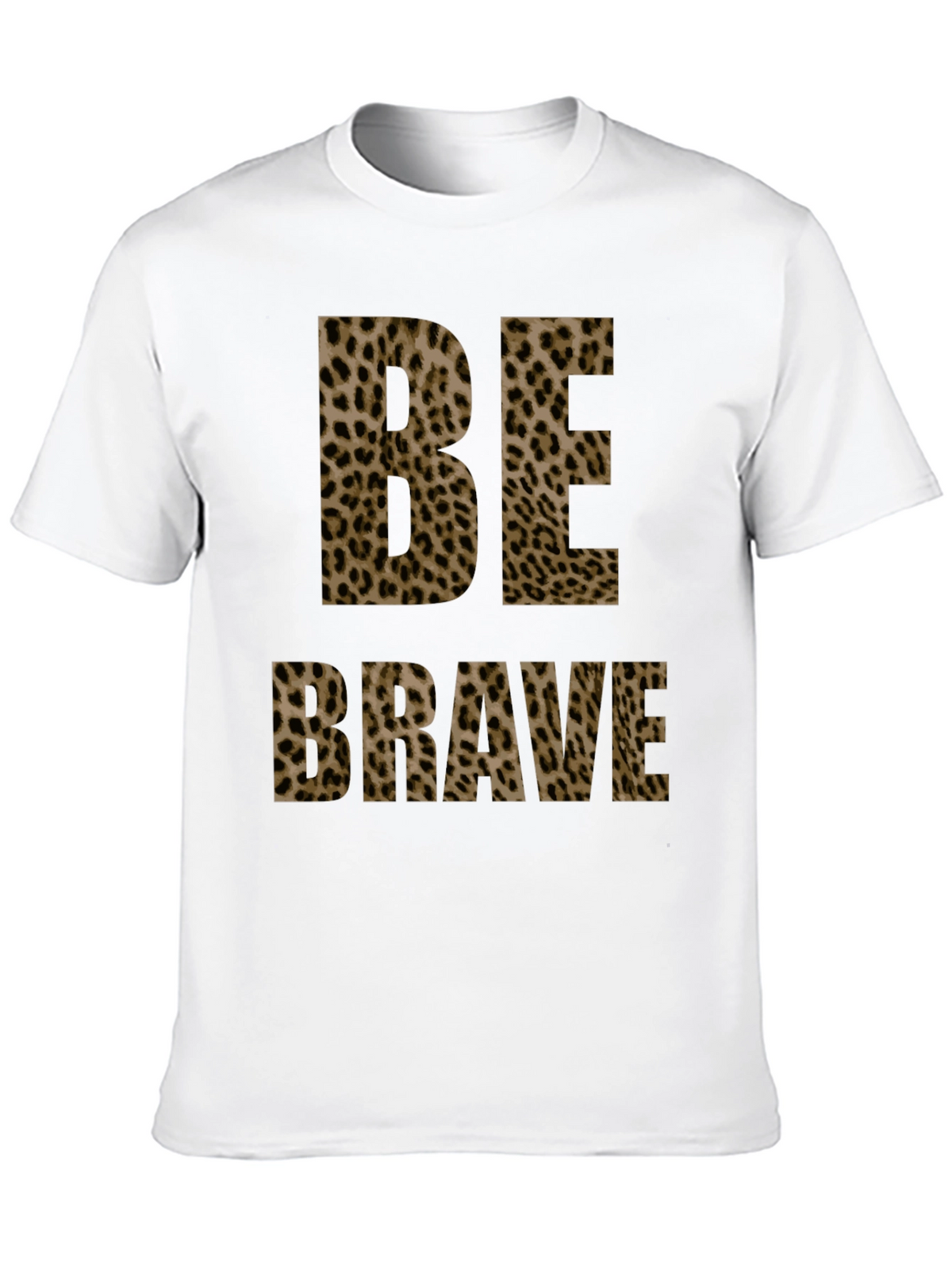 Be Brave Leopard Print Tee - Trendy Graphic T-Shirt