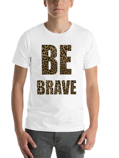 Be Brave Leopard Print Tee - Trendy Graphic T-Shirt
