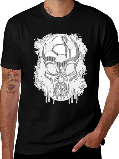 Soccer Skull Graphic Tee - Black Short Sleeve