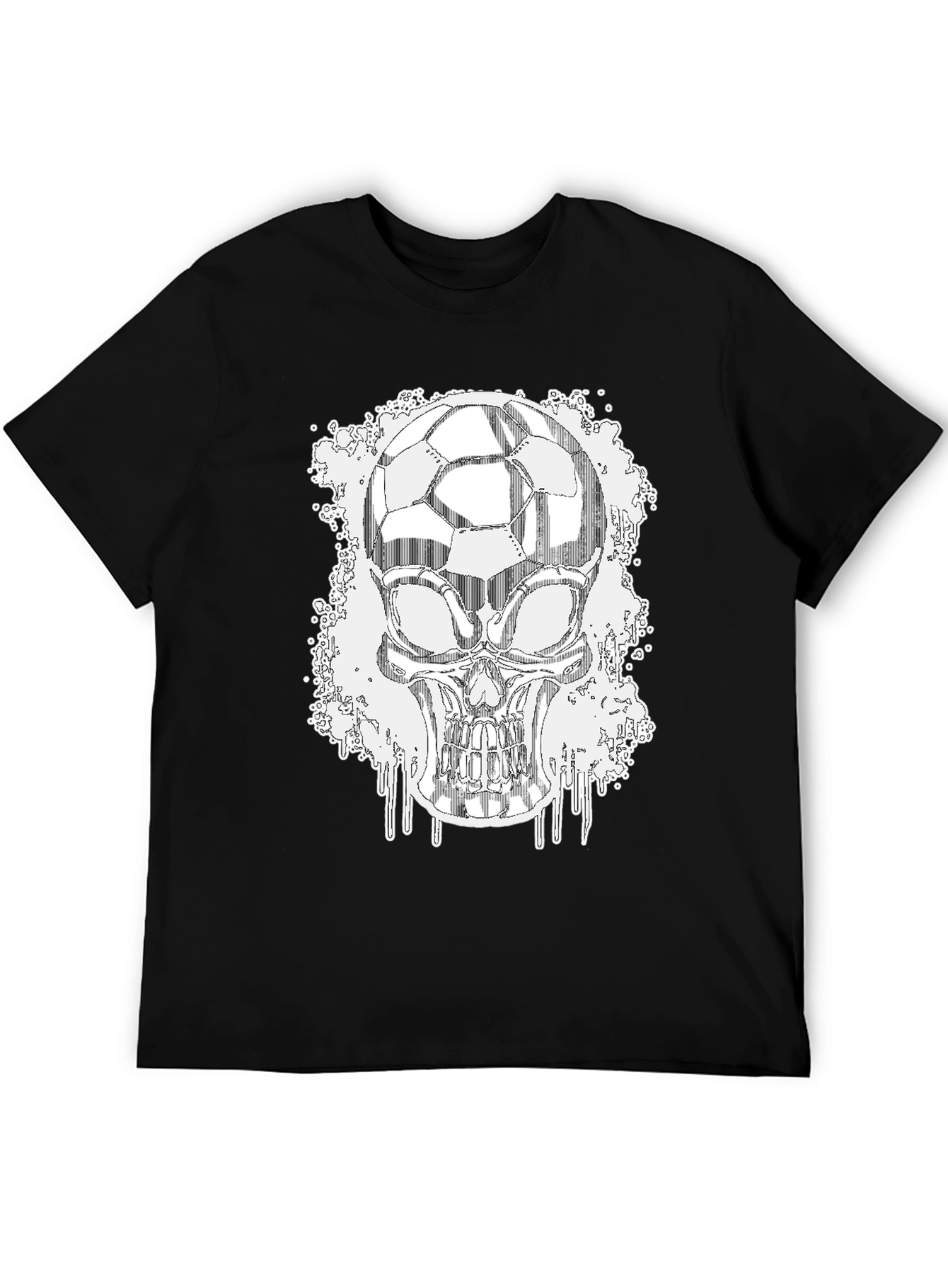 Soccer Skull Graphic Tee - Black Short Sleeve