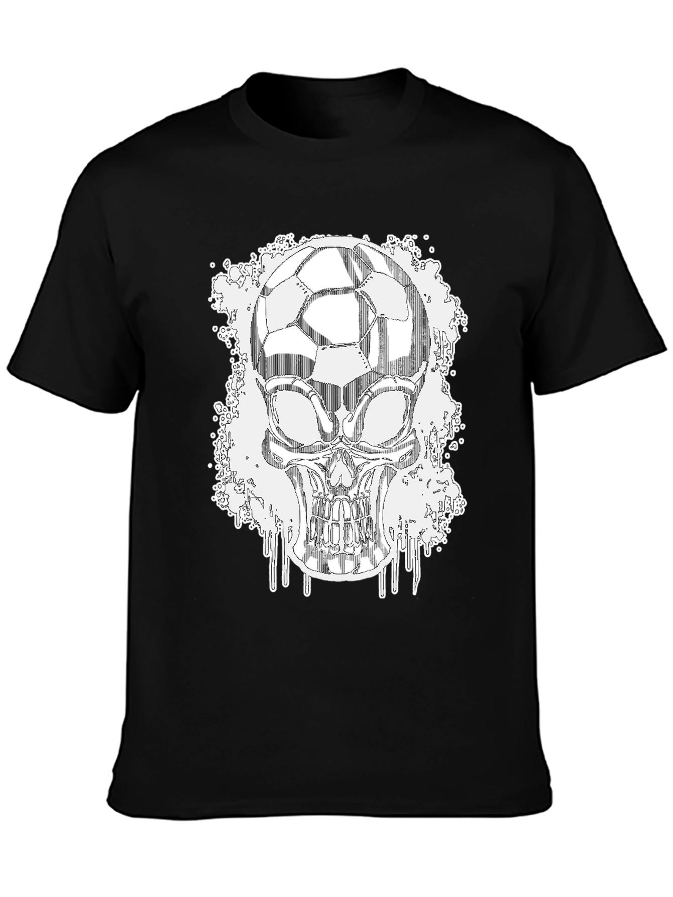 Soccer Skull Graphic Tee - Black Short Sleeve