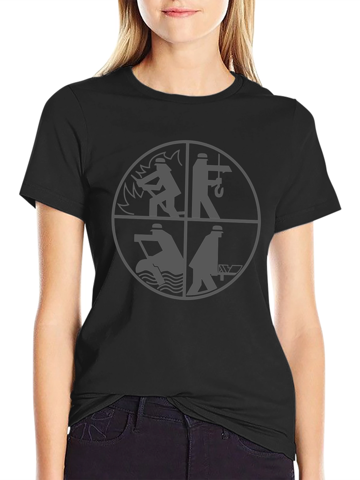 Worker Graphic Print Tee - Black