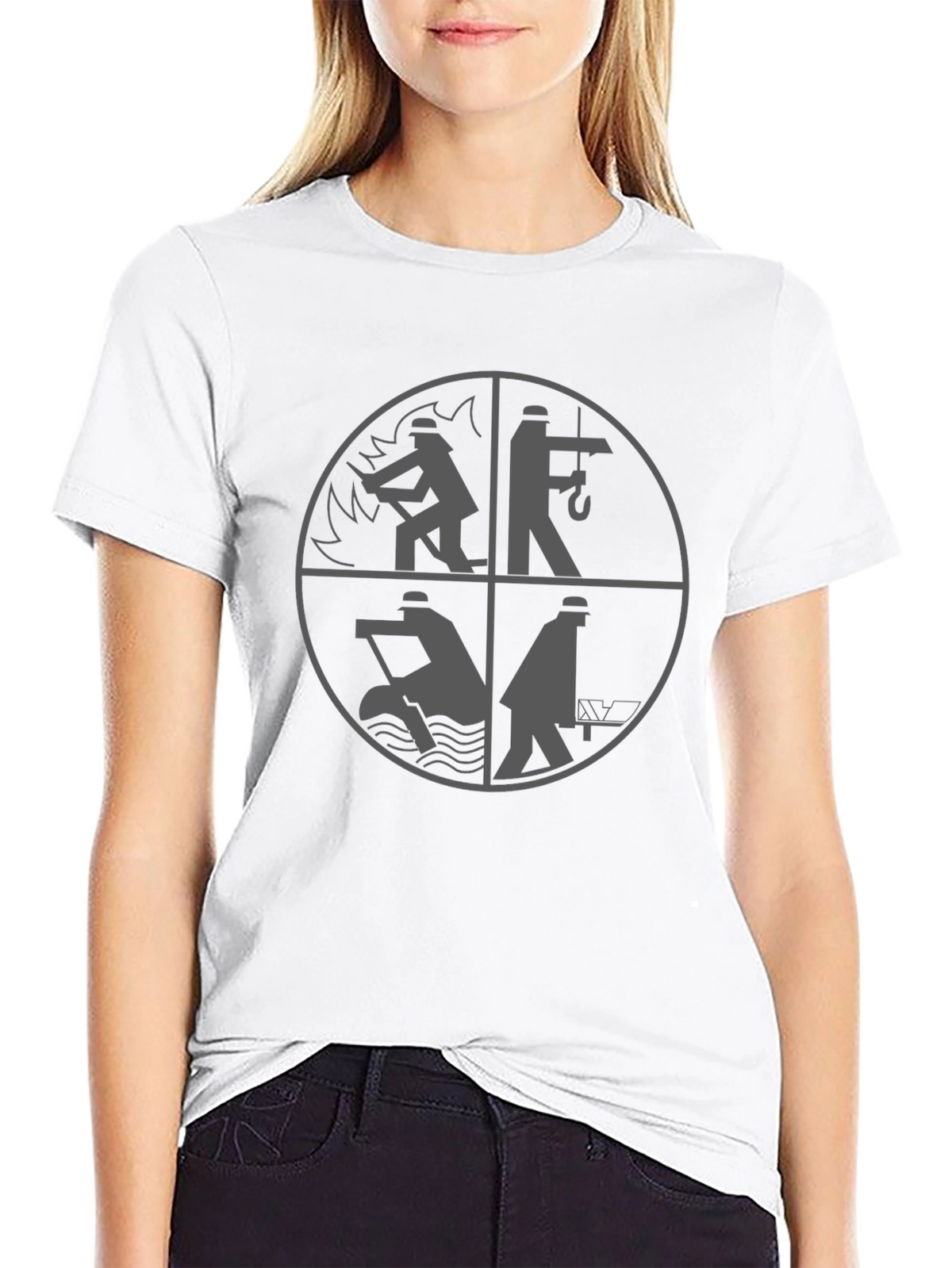 Worker Graphic Print Tee - Black