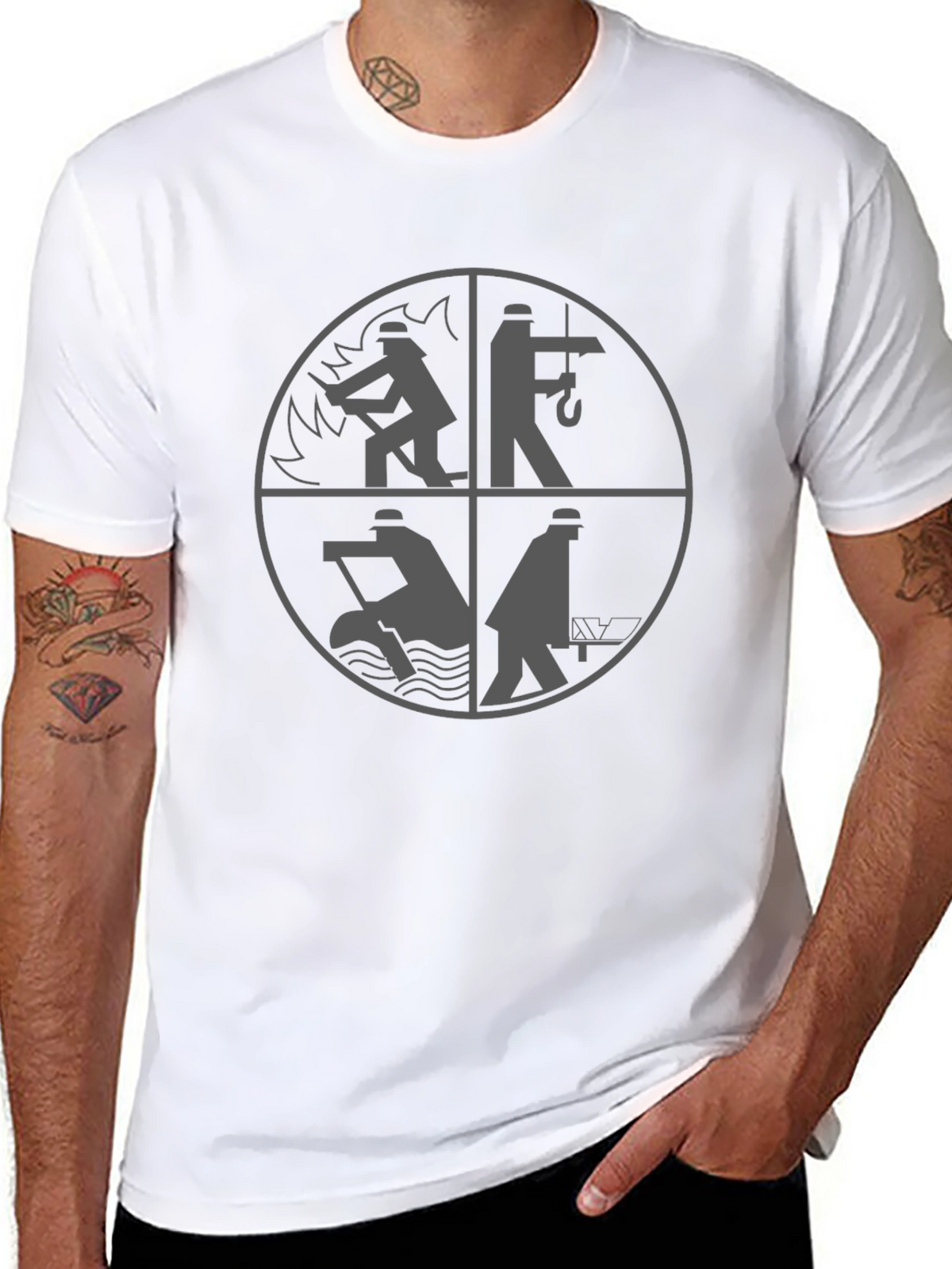 Worker Graphic Print Tee - Black