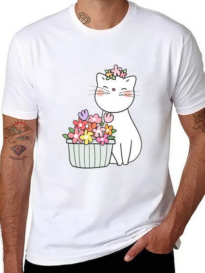 Floral Cat Graphic T-Shirt