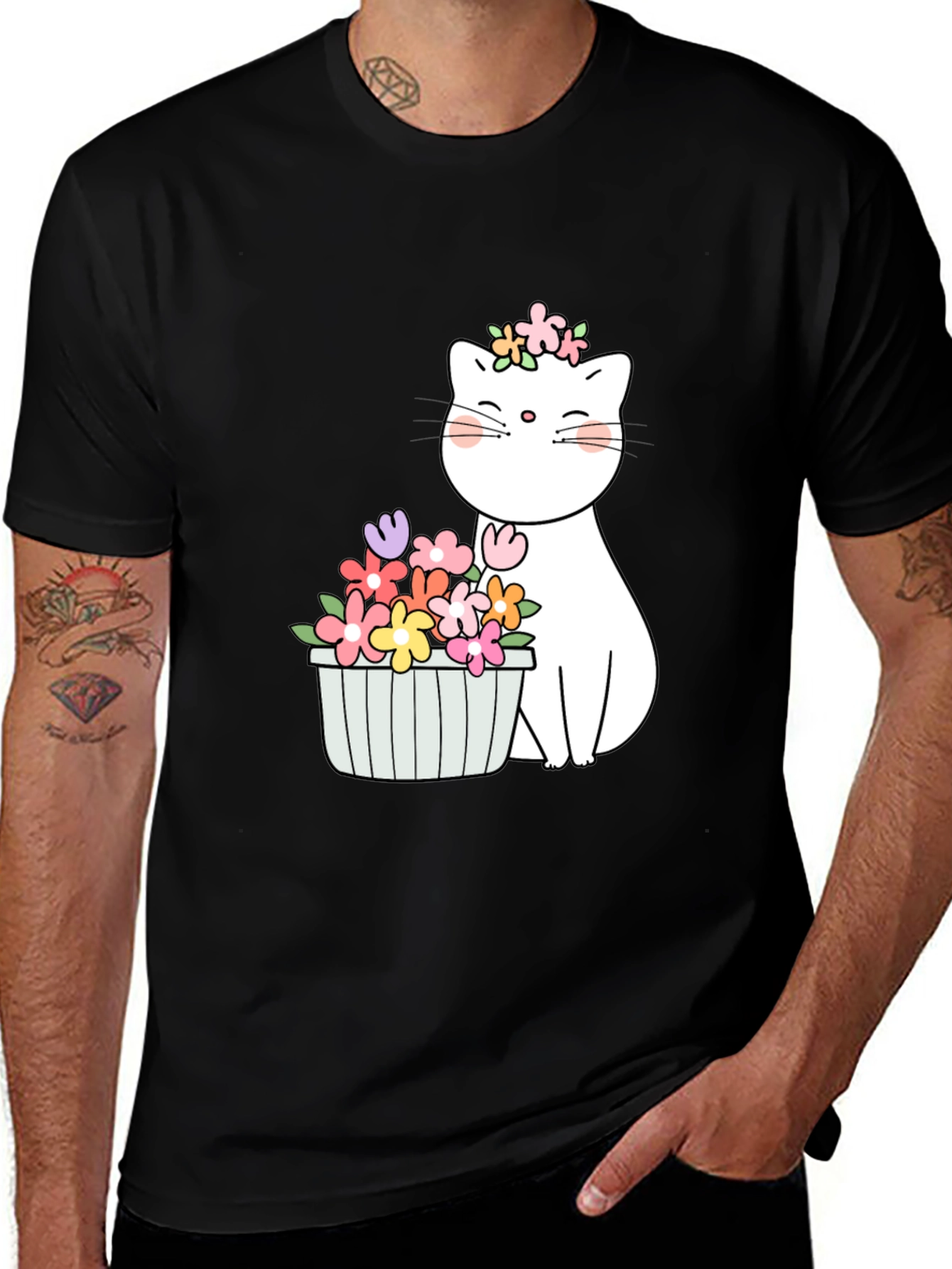 Floral Cat Graphic T-Shirt