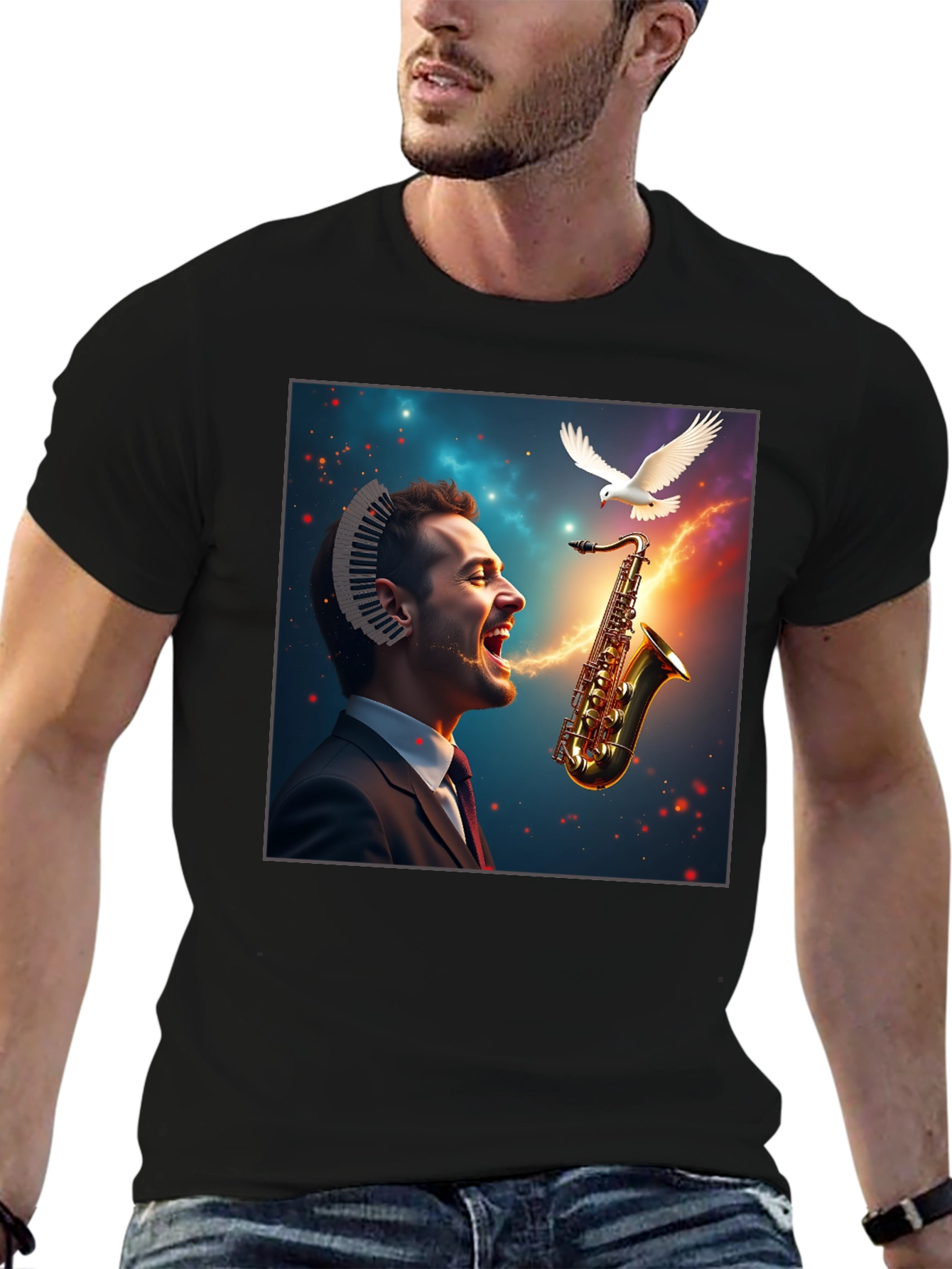 Musical Mind T-Shirt - Artistic Saxophone Design