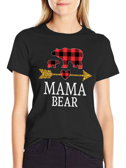 Mama Bear Buffalo Plaid Arrow Graphic Tee