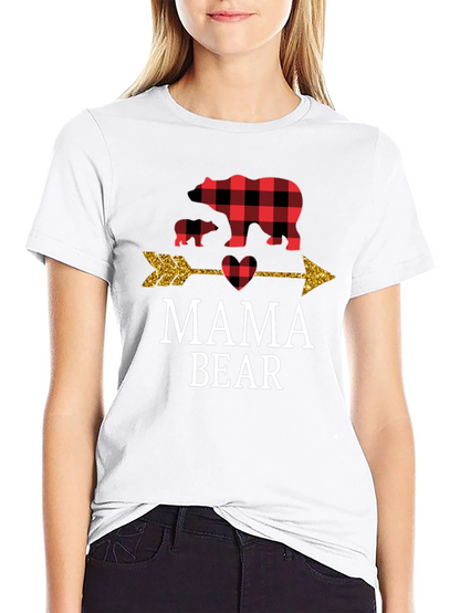 Mama Bear Buffalo Plaid Arrow Graphic Tee