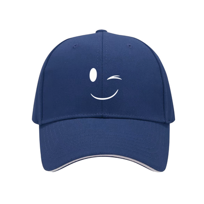 Cute Winking Smiley Pink Sandwich Baseball Cap, Soft Girl Aesthetic Sun Hat