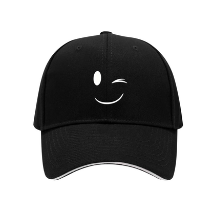 Cute Winking Smiley Pink Sandwich Baseball Cap, Soft Girl Aesthetic Sun Hat