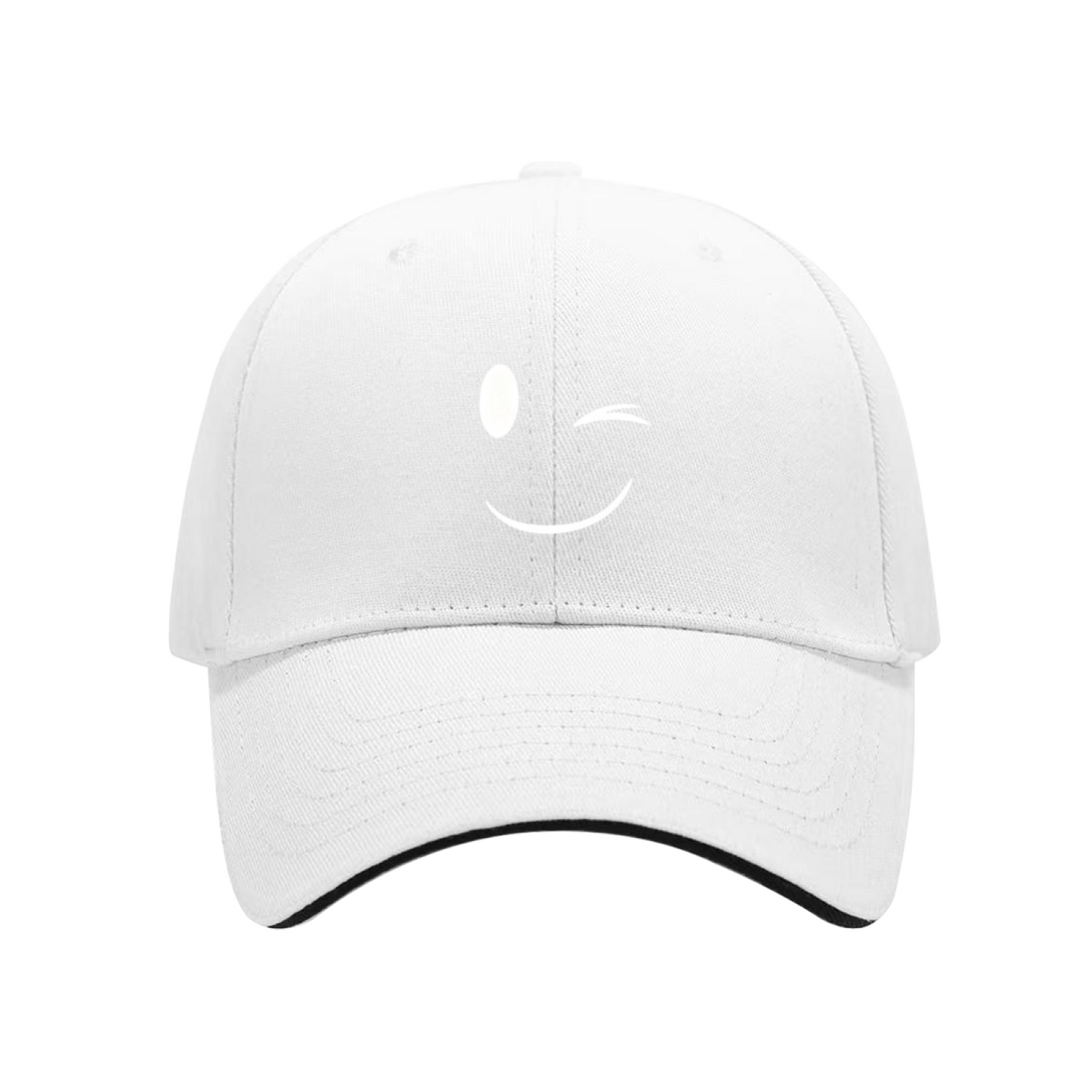 Cute Winking Smiley Pink Sandwich Baseball Cap, Soft Girl Aesthetic Sun Hat